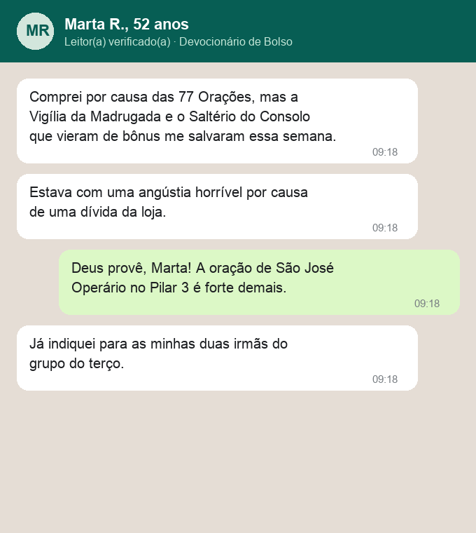 Relato no WhatsApp de Dona Tereza sobre os áudios narrados sem propagandas